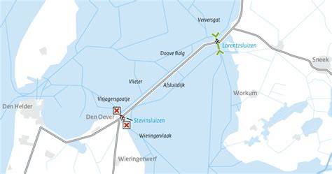 Kaart met Lorentzsluizen en toegenomen doorvaartzones