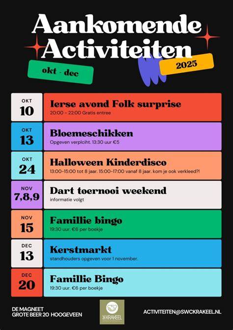 Infographic: overzicht van aankomende activiteiten in Loon op Zand en omstreken