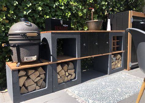 Voorbeeld: buitenkeuken gemaakt met U-elementen