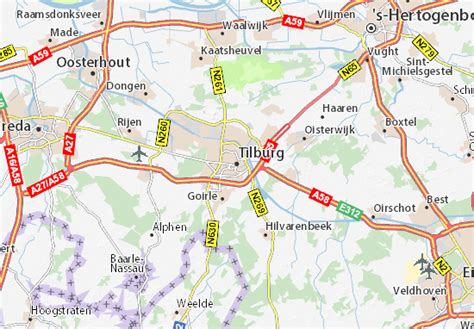 Kaart van de regio Tilburg met de locaties van de genoemde vloerspecialisten gemarkeerd.