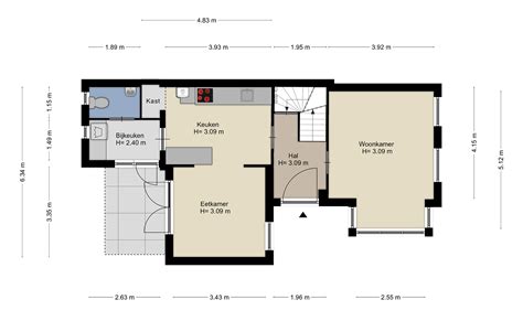 Plattegrond van een woning met verbouwingsopties