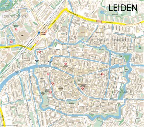 kaart van Leiden met universitair campus