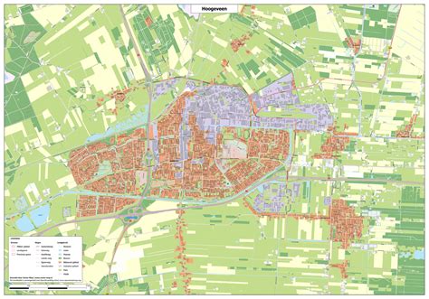 Kaart van Hoogeveen met markeringen voor dakdekkersbedrijven