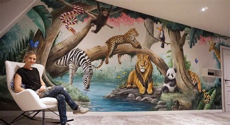 Voorbeeld van de Little Zebra muurschildering in een kinderkamerinterieur.