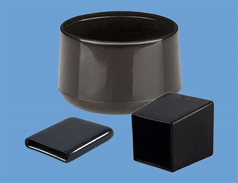 Illustratie van verschillende soorten stoelpootdoppen: insteekdoppen en omsteekdoppen