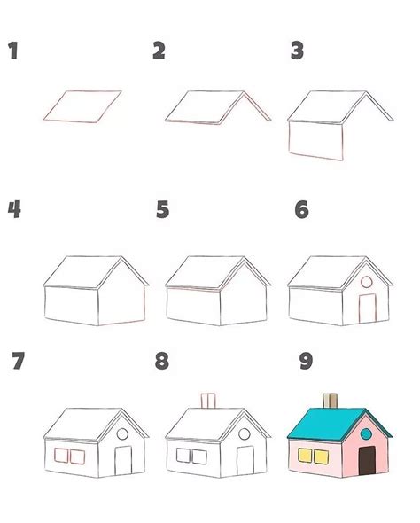 Illustratie van een stap-voor-stap vouwgids voor een papieren huis
