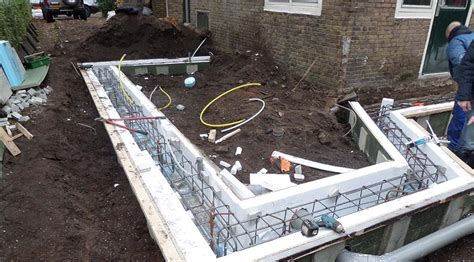 Visualisatie van verschillende bodemtypen en hun impact op de fundering van een aanbouw.