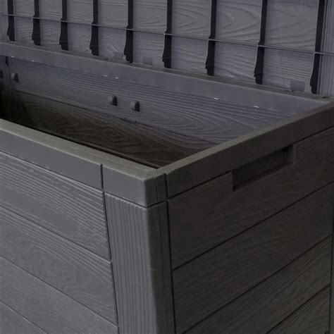 Overzicht van verschillende kussenboxen in kunststof, polyrotan en houtlook
