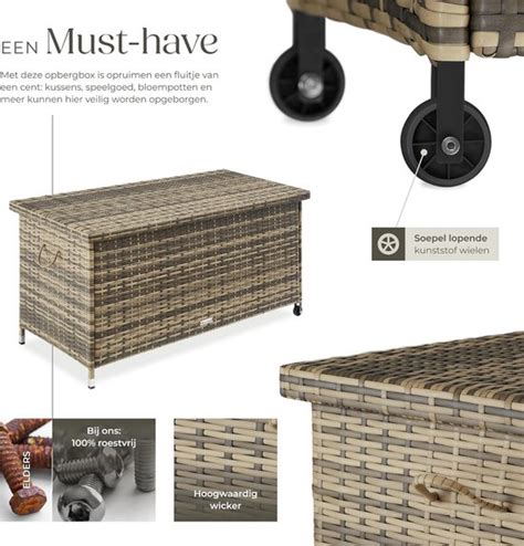 Wicker kussenbox met gasveer en wielen