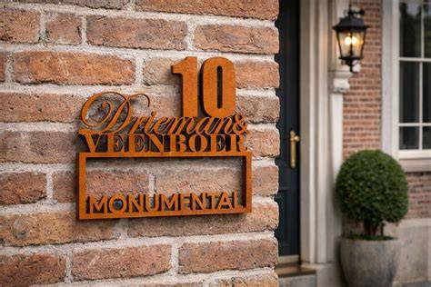 Stijlvol glazen naambord met naam en huisnummer