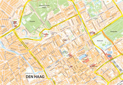 Plattegrond van Den Haag met aangegeven servicegebied