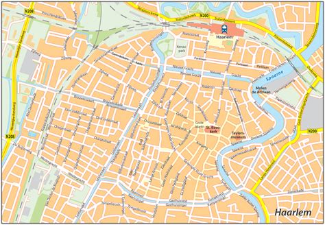 Kaart van Haarlem met locaties van bekende gevelstenen