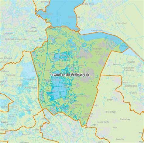 Kaart: Gooi en Vechtstreek met vestigingen van Feenstra