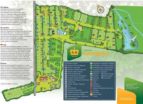 Infographic over centrumgebouw Koningshof: plattegrond en facetten zoals glas, hout en buizen in plafond