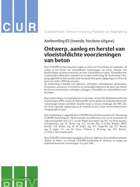 Voorbeeld van CUR 65 vloeistofdichte voorzieningen