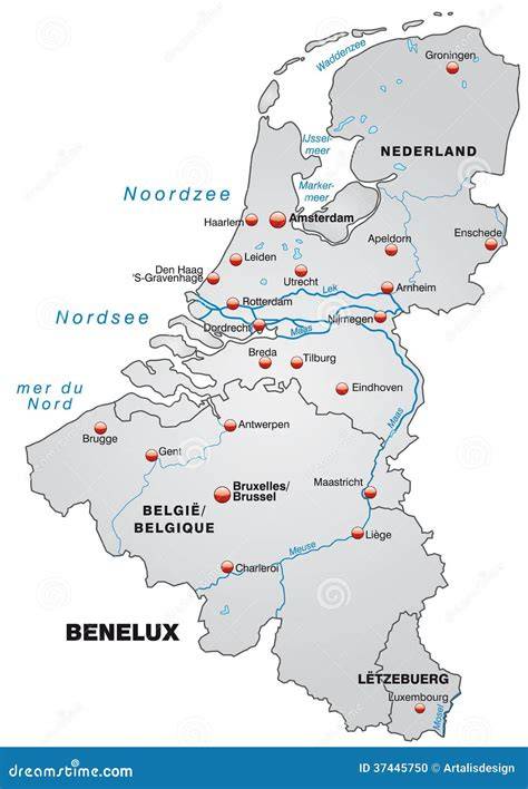 Kaart van Benelux met Esselle Retail-netwerk