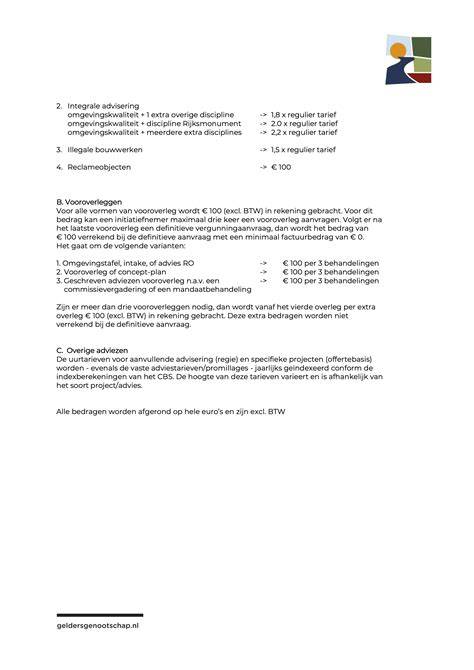 Kostenoverzicht leges omgevingsvergunning