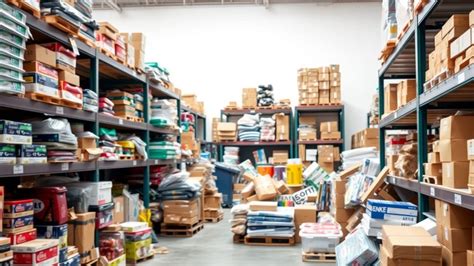 Verschillende soorten behang op voorraad in een magazijn