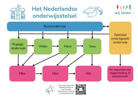 Infographic: niveaus en doorstroompaden in het Nederlandse onderwijsstelsel
