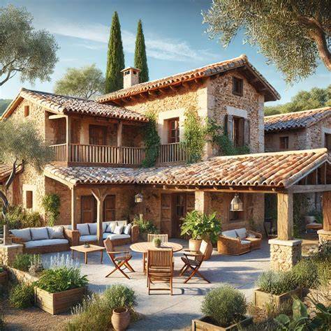Traditionele Spaanse finca met binnenplaats en houten balken