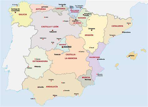 Overzichtskaart met populaire Spaanse regio's voor woningzoekers