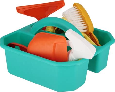 Illustratie van een schoonmaakset voor laminaatvloeren, met milde reiniger en zachte dweil.