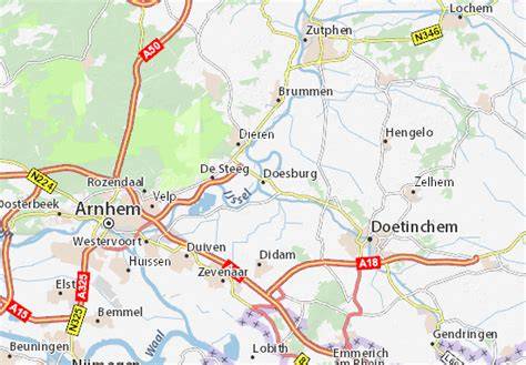 Kaart van Doesburg en omgeving