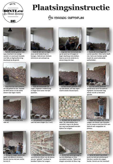 Infographic: Stappenplan behangen over bakstenen muur