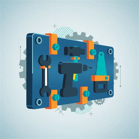 illustration of tools and materials for mounting