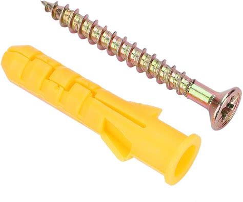 inserted wall plug and screw close-up