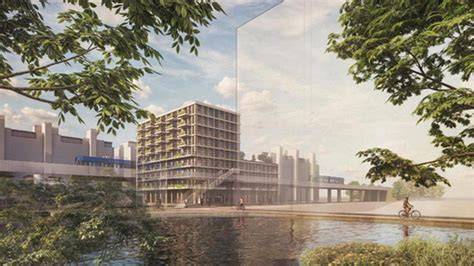 Schema van herontwikkeling winkelcentrum Meerzicht met woontoren en nieuw plein