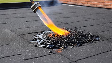 Diagram van brandende vs. koud plakken bitumen dakbedekking