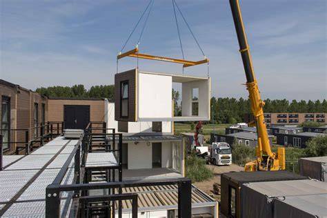 Diagram: proces modulaire bouw van fabricage tot oplevering