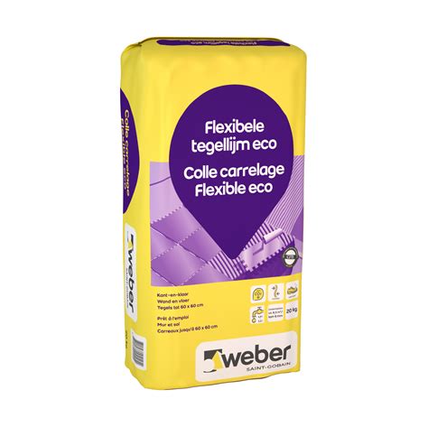 Voorbeeld van tegellijm van Weber, getoond in een praktische verpakking.