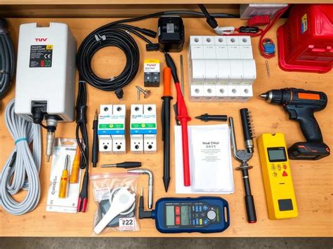 Illustratie van de benodigde gereedschappen en materialen voor het installeren van een trekschakelaar