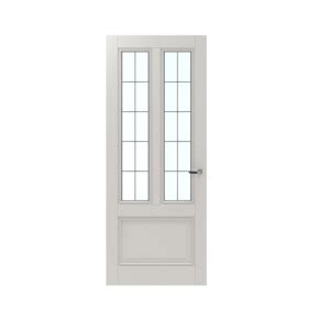 Illustratie van de Lundia Frama Tva 2H01 binnendeur met glas-in-lood panelen.