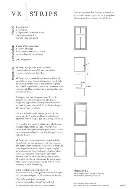 Illustratie van de toepassing van VR strips op een schuifraam.