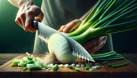 Illustratie van het inbranden van een wok met lente-ui en gember.