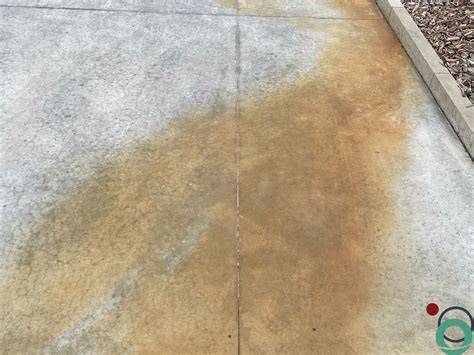 Voorbeeld van roestvlekken op beton en een mogelijke coating