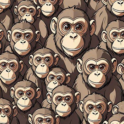 Detailfoto van Mischievous Monkeys patroon