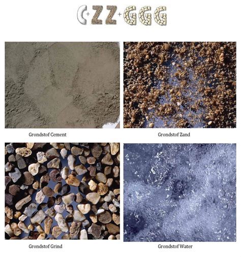 Schema van de samenstelling van beton met cement, zand en grind