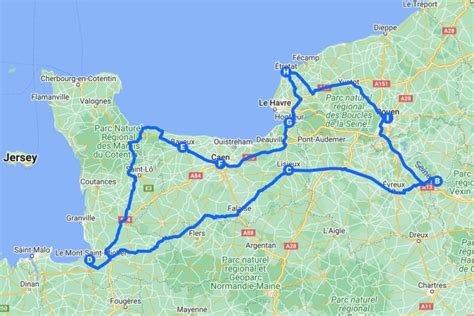 kaart van de Route des Chaumières in Normandië