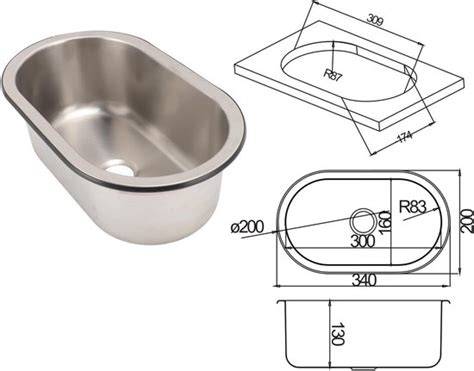 Ovale RVS spoelbak 510x390x155 mm