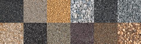 Verschillende soorten grind en split in diverse kleuren en formaten.