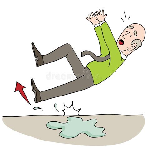 Illustratie van een persoon die uitglijdt op een gladde vloer