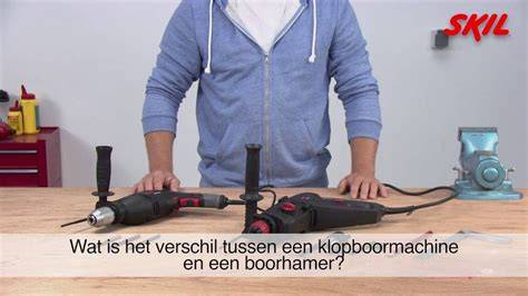 Infographic contrast tussen klopboormachine en boorhamer: werking, slagkracht, toepassingen