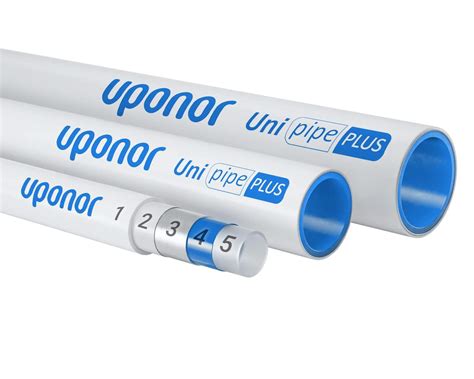 Illustratie van Uponor bedrijfslogo en diverse Uponor producten voor sanitair en verwarming.