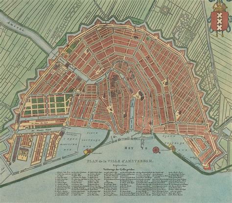 Illustratieve kaart van Amsterdam met historische bakstenen en formaten
