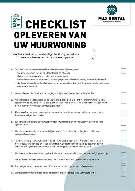 Checklist oplevering huurwoning en ondervloer documenten