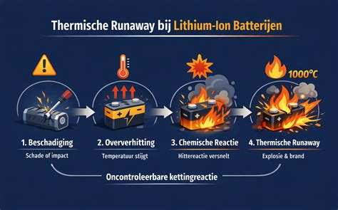 Infographic: Thermische runaway proces bij lithium-ion batterijen